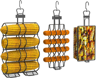 BBQ plus Smoker Hanger Accessories for Pit Barrel Cooker,3 Pack Basket Hangers for Grilling Vegetables/Corn/Sausage,Black