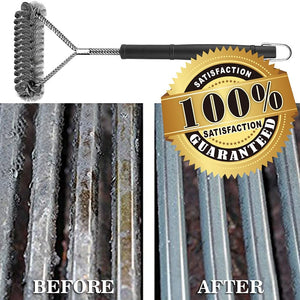 Grill Brush Bristle Free & Wire Combined BBQ Brush - Safe & Efficient Grill Cleaning Brush- 17" Grill Cleaner Brush for Gas/Porcelain/Charbroil Grates - BBQ Accessories Gifts for Men