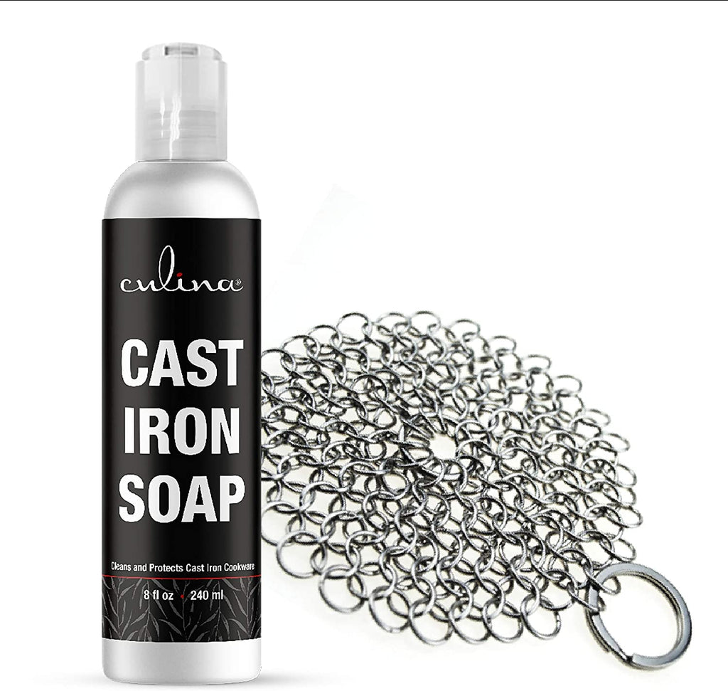 how to get crud off cast iron skillet