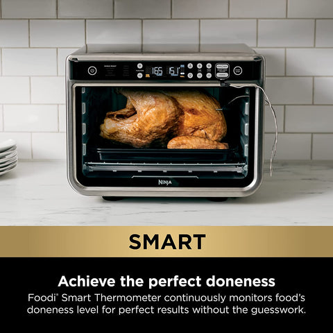 Image of DT251 Foodi 10-In-1 Smart XL Air Fry Oven, Bake, Broil, Toast, Roast, Digital Toaster, Thermometer, True Surround Convection up to 450°F, Includes 6 Trays & Recipe Guide, Silver