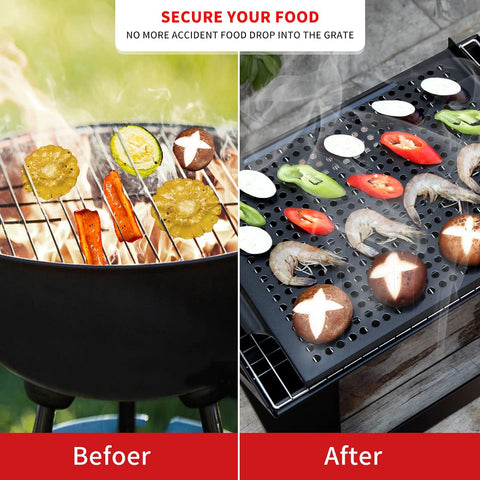 Image of MEHE Vegetable Grill Basket,Nonstick Grilling Topper 14.6 "X11.4 Thicken Grill Pan BBQ Accessory for Grilling Veggie, Fish, Shrimp, Meat, Camping Cookware
