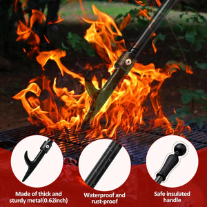 46 Inch Long Fire Poker, Camping Fire Poker Kit for Outdoor Campfire, Fireplace Fire Poker Tools for Indoor Fire