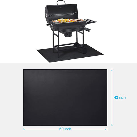 Image of Large under Grill Mat 60 ×42 Inch for Outdoor Charcoal, Smokers, Gas Grills, Deck and Patio Protective Mats, Fireproof Grill Pads, Indoor Fireplace Mat Prevents Ember Damage Wood Floor