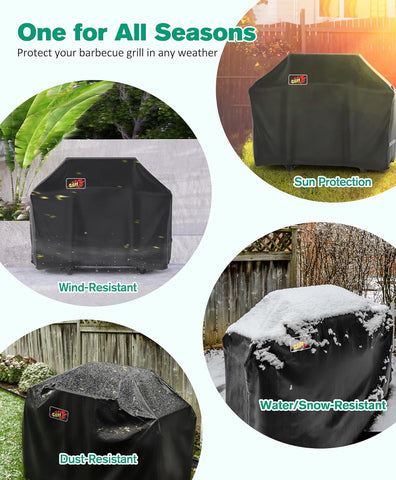 Image of Epicmelody BBQ Grill Cover, 58Inch 600D Heavy Duty Weather-Resistant Grill Cover for Outdoor Grill, Waterproof Gas Grill Covers with Straps & Handles, Barbecue Cover for Weber Nexgrill Grill and More