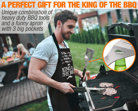 Image of Grilling Gifts for Men BBQ Set + Funny Aprons for Men – Top Christmas Gifts for Men & Funny Apron Combo