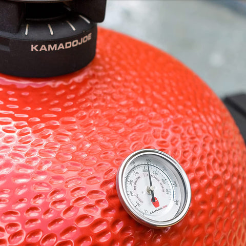 Image of Kamado Joe BJ24RHC Big Joe II 24-Inch Charcoal Grill with Cart and Side Shelves, Blaze Red