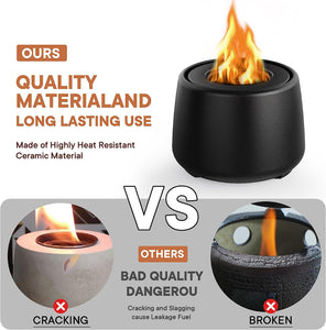 Ceramic Tabletop Fire Pit, Portable Ethanol Fire Pit, Fire Bowl, Mini Fire Pit Rubbing Alcohol Fireplace Table Top Fire Pit Bowl Long Burning Smokeless Housewarming Gift with Indoor & Outdoor & Garden
