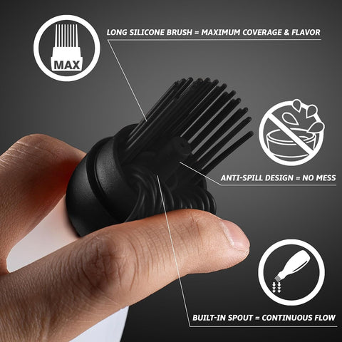 Image of Silicone Basting Brush for Cooking - Oil Dispenser with Brush, All in One Oil Brush for Cooking, BBQ Brush, BBQ Mop -Smoker Accessories Gifts for Men - Sauce Brush for Cooking - Grilling Tools (Black)