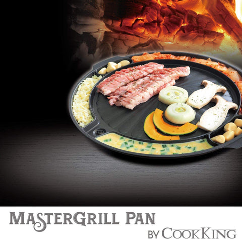 Image of - Master Grill Pan, Korean Traditional BBQ Grill Pan - Stovetop Nonstick Indoor/Outdoor Smokeless BBQ Cast Aluminum Grill Pan