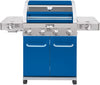 Monument Grills Larger 4-Burner Propane Gas Grills Stainless Steel Cabinet Style with Clear View Lid, LED Controls, Built in Thermometer, and Side & Infrared Side Sear Burners, Blue