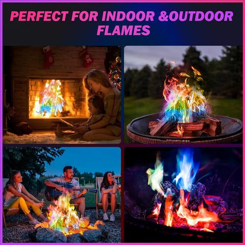 Image of 25 Pack Colorful Flames Color Fire Packets Fire Pit for Campfire,Fire Color Packets Camping Accessories for Kids & Adults,Outdoor Fire Changing Cosmic Flame Powder. (25 Packets)