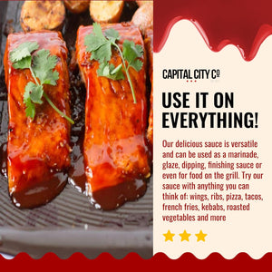 Capital City Mambo Sauce - Variety 2 Pack - Sweet Hot & Mild | Washington DC Wing Sauces | Perfect Condiment Topping for Wings, Chicken, Pork, Beef, Seafood, Burgers, Rice or Noodles | 12 Fl Oz Bottles (2 Pack)