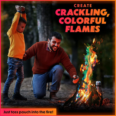 Image of Magical Flames Fire Color Changing Packets for Campfires, Fire Pit, Outdoor Fireplaces - Camping Essentials for Kids & Adults - 12 Pack