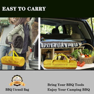 Rilltowpe BBQ Tool Storage Bag，Grill Accessory Storage，Bbq Tool Storage，Thickened Waterproof BBQ Tool Bag (Yellow)，Gifts for Men, Dad, Husband.