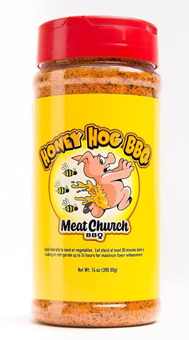 Image of Meat Church BBQ Rub Combo: Two Bottles of Honey Hog (14 Oz) BBQ Rub and Seasoning for Meat and Vegetables, Gluten Free, Total of 28 Ounces