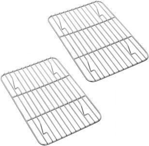 P&P CHEF Baking Rack Pack of 2, Stainless Cooling Rack for Cooking Baking Roasting Grilling Drying, Rectangle 8.6'' X 6.2'' X0.6'', Fits Small Toaster Oven, Oven & Dishwasher Safe