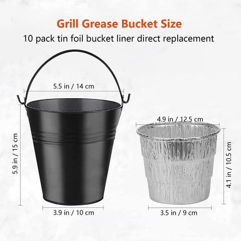 Image of Grill Bucket for Grease, Unidanho Traeger Grease Bucket 10 Packs Drip Grease Bucket Liners for Camp Chef, Traeger 20/22/34 Series, Pit Boss, Pellet Oklahoma Joe Rec Tec, Z Grill Smoker Bucket
