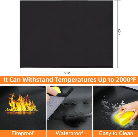 Image of Thickened under Grill Mat for Outdoor Grill,Oil-Proof and Fireproof Mat for Outdoor Lawn,Smokers, Deck and Patio,Indoor Fireplace Mat Fire Pit Mat,Waterproof BBQ Protector (60X42 In)