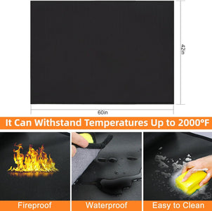 Thickened under Grill Mat for Outdoor Grill,Oil-Proof and Fireproof Mat for Outdoor Lawn,Smokers, Deck and Patio,Indoor Fireplace Mat Fire Pit Mat,Waterproof BBQ Protector (60X42 In)