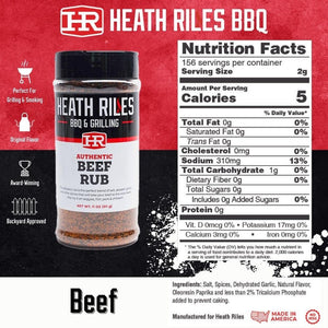 Heath Riles BBQ Beef Rub Seasoning, Champion Pitmaster Recipe, Shaker Spice Mix, 11 Oz.