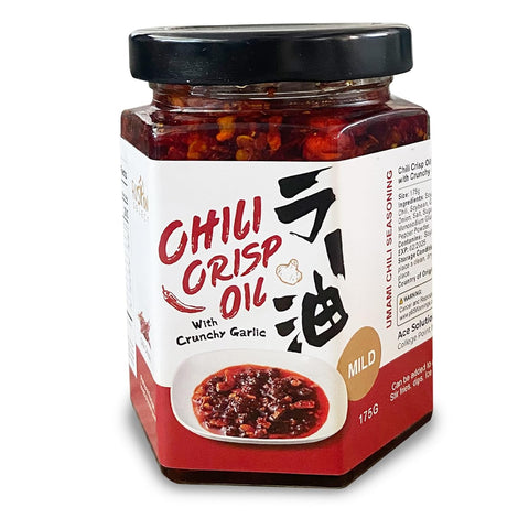 Image of Fusion Select Chili Crisp Oil - Crunchy Garlic Chili Oil, Umami Seasoning with Hot Peppers for Korean Ramen, Spicy Noodles, BBQ Meat, Dip, Stir Fry Sauce - Kitchen Condiment - Mild Spice, 175G Jar