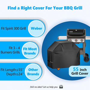 Homwanna Grill Cover 55 Inch - Superior Gas Grill Cover for Outdoor Grill - 600D outside BBQ Covers Waterproof Heavy Duty for Weber, Dyna-Glo, Char-Broil, Nexgrill, Brinkmann, Monument Barbecue Grill