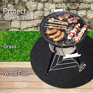 round under Grill Mat,Extra Thick 36 Inch, Grill Mats for Decks,Grill Mats for under Outdoor Grill Deck Protector,Premium BBQ Mat for under BBQ to Absorbent Oil Pad,Waterproof,Reusable