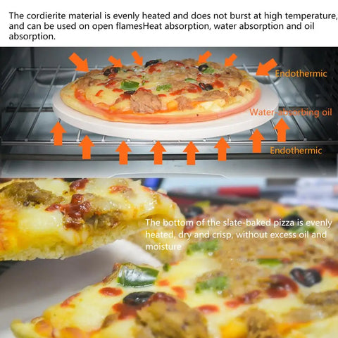 Image of 33CM Pizza Stone for Cooking Baking Grilling Extra Thick Pizza Tools for Oven and Bbq Grill Bakeware Bread Tray Kitchen Tool 40A