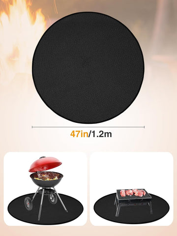 Image of 47'' Fire Pit Mat for Solo Stove Bonfire, 3-Layer Fireproof Mat round under Grill Mat, Reusable Waterproof Pad for Grass Deck Patio Outdoor Wood Burning BBQ