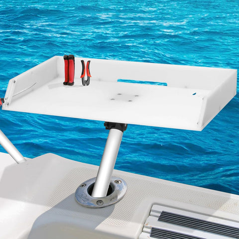 Image of 21.25" X 13" Boat Cutting Board, Bait Board/Fillet Table with 360° Adjustable Rod Holder, Rod Holder Fishing Fillet Table with Plier Storage and Knife Slot, Boat Fish Cleaning Station