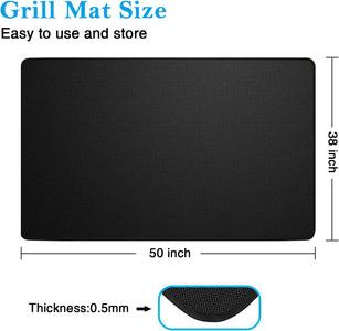 INZSASO under Grill Mat, 50X38 Inches Double-Sided Fireproof Oil-Proof Grill Mats for Outdoor Grill, Charcoal, Gas Grills, Smokers, BBQ Protector for Decks and Patios (50 X 38 Inches)