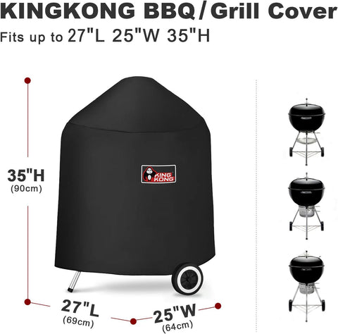 Image of Kingkong 7149 Premium Grill Cover for Weber Charcoal Grills, 22.5-Inch (Compared to the 7149 Grill Cover) Including Grill Brush and Tongs.