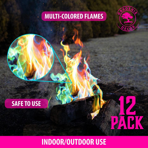 Image of 12 Pack Legendary Blaze Magical Flames Fire Color Changing Packets - Fire Pits and Campfire Accessories for All Seasons - Create Magic Colorful Fire with Color Flame Packs
