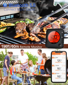 Meat Thermometer Wireless Bluetooth, LCD Digital Meat Thermometer with Dual Probe, Wireless Remote BBQ Thermometer for Smoker Kitchen Cooking Grill Thermometer Timer for Grilling BBQ Oven