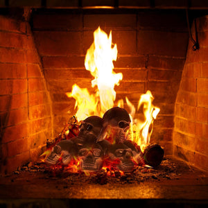 Metal Fireproof Fire Pit Skulls | Set of 8 | Spooky Ceramic Skeleton Props, Reusable Gothic Decor for Outdoor & Indoor Fireplaces, for Bonfire, Campfire, Firepit, BBQ, Creepy Home Decor