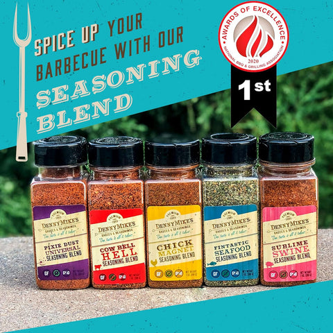 Image of Dennymike’S Grill Seasoning Set, All Natural Spices and Seasonings, BBQ Rub for Cooking, Smoking, and Grilling, Low Sodium, Keto-Friendly, Gluten and Msg-Free, Bundle Pack of 5