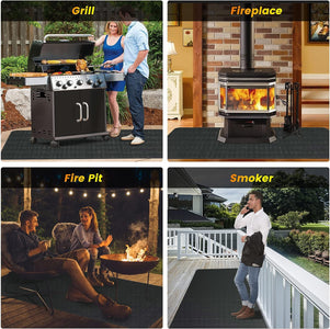 Double Layer Thickened Large under Grill Mats 90X48 Inch, Fireproof Mat with anti Slip Rug 2-In-1, Deck & Patio Protective Big Size Mats for Outdoor Charcoal, Smoker, Flat Top Griddle (GM9048 Plus)