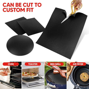 JPL Grill Mats Set of 5 - Non-Stick BBQ Grill Mats, Heavy Duty, Reusable, and Easy to Clean - Works on Electric Grill Gas Charcoal BBQ - 15.75 X 13-Inch, Black