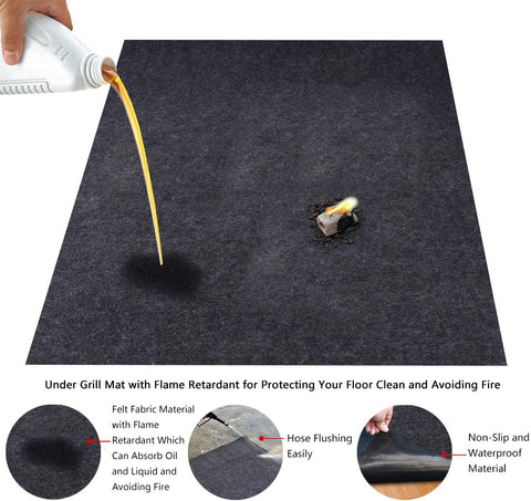 Image of Under Grill Gear Flame Retardant Mats,Barbecue Grilling for Gas,Absorbing Oil Pads,Reusable Durable Washable Floor Mat Protect Decks ,Patios, Grease Splatter,Messes (Grill Mats:37.4Inches X 80Inches)