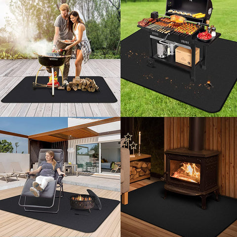 Image of Thickened 60X42 Inch under Grill Mat for Outdoor Grill, Fireproof Mat for Lawn, Smokers, Gas Grills, Deck and Patio,Fireplace Mat Fire Pit Mat,Oil-Proof Waterproof Non-Slip BBQ Protector