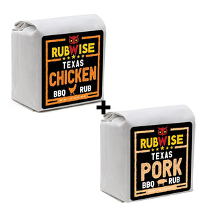 Texas Style Chicken Rub & Pork Rub by Rubwise | BBQ Rub & Spices for Smoking & Grilling | Dry Rubs | Great on Chicken, Turkey, Duck, Burgers, Chops, Pork Butt, Tenderloin & More | NO MSG (1Lb Each)