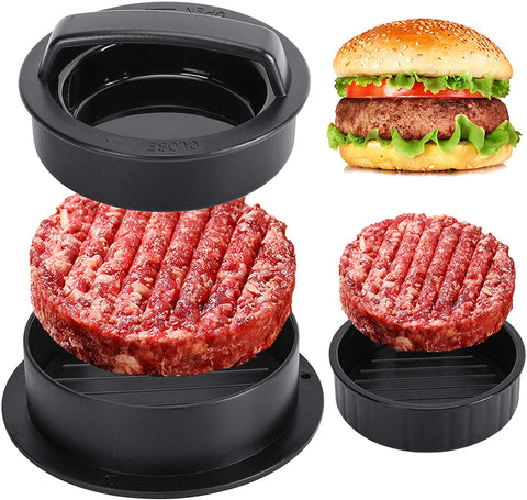 Image of Hamburger Press Patty Maker, Burger Press, 3 in 1 Non-Stick Meat Beef Veggie Hamburger Mold, Kitchen Gadgets to Make Patty for Stuffed Slider BBQ Barbecue Grilling
