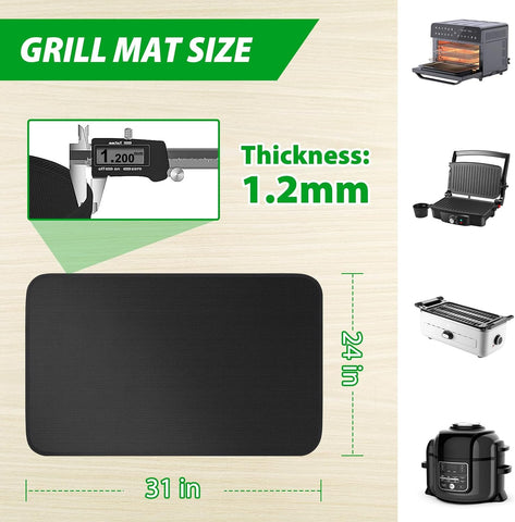 Image of Grill Mat for Outdoor Grill, 24 * 31 Inch Heat Resistant Grill Mat for Outdoor Grill, Double-Sided Fireproof Grill Mat to Protect Outdoor Grill Table, Water Proof & Oil Proof BBQ Mat (1.2Mm)