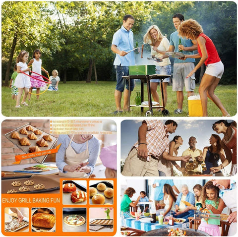 Image of Copper Grill Mats for Outdoor Grill -Set of 5 Nonstick BBQ Grill Mat 15.75 X 13", Reusable & Heavy Duty under Grill Mat, Easy to Clean, Works for Gas, Charcoal, Electric Grill