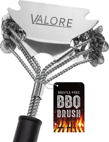 Image of Valore Safe Grill Brush for Outdoor Grill Bristle Free Stainless Steel BBQ Grill Scraper BBQ Brush for Grill Cleaning BBQ Accessories Gifts for Dad