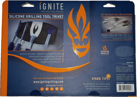 Ignite Silicone Grilling Trivet Is a 100% Nonslip Silicone Tool That Holds Tongs, Spatula & BASTING Brush Preventing Them from Contamination on the Grill'S Surface and Also Keeps Your Grill Clean.