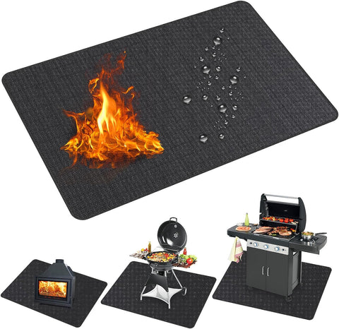 Image of Mckuk 70 X 48 Inch under Grill Mats for Outdoor Grill, Easy to Clean Reusable Grill Mat for Deck, Double-Sided Fire Resistant,Water Resistant and Oil Proof, Fit for Indoor Fireplace Mat Fire Pit Mat