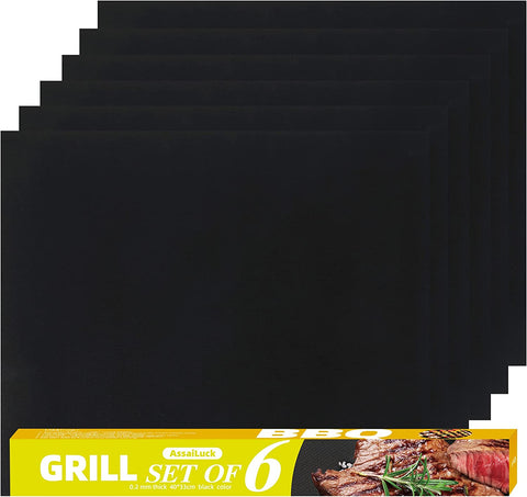 Image of Assailuck Grill Mats for Outdoor Grill - Set of 6 Nonstick Heavy Duty Grill Mats - 15.75 X 13 Inches, Pfoa-Free, Dishwasher Safe, 500°F Heat Resistant