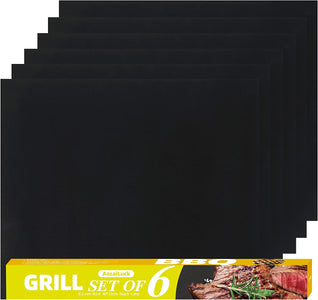 Assailuck Grill Mats for Outdoor Grill - Set of 6 Nonstick Heavy Duty Grill Mats - 15.75 X 13 Inches, Pfoa-Free, Dishwasher Safe, 500°F Heat Resistant