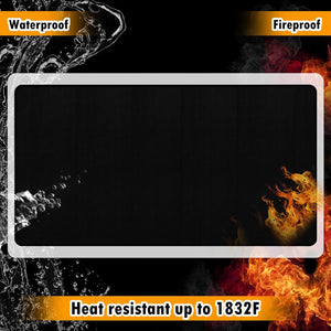32X60” Indoor Fireplace Mat Fire Pit Mat,Under Grill Mat for Outdoor Grill Deck,Fire Resistant Floor Covering Protector,Oil-Proof Waterproof BBQ Fireproof Mat,Flame-Resistant Pad
